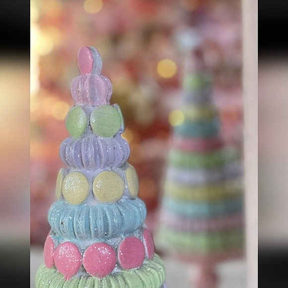 Christmas Candy Land Macaroon Pastel Glitter Sprinkle Sugar Dessert Tree - Picture 10 of 13